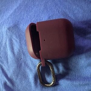 Protective Burgundy Earbud Case with Clip